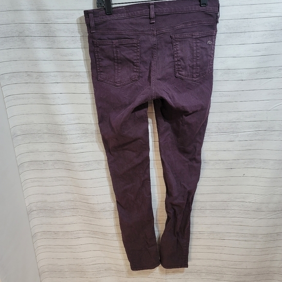 RAG & BONE SKINNY DISTRESSED WINE PURPLE JEANS, SZ 28 - Picture 5 of 12